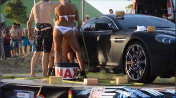video of Group of topless girls sexy car wash in Portugal  