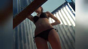 video of Beach cabin spying with amazing cute girl