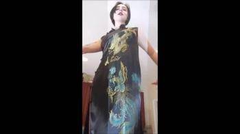 video of Goth wife strips off her dress to reveal her lingerie
