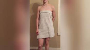 video of Blonde bombshell right out of the shower