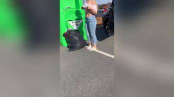 video of Topless donating her top