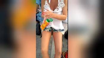 video of Wife with no shame flashes pussy in public