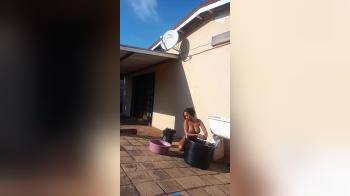 video of ebony doing her laundry naked