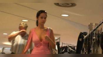 video of lovely girl in pink dress with really nice tits