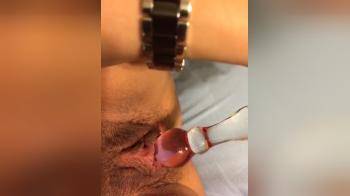 video of Glass dildo masturbation 