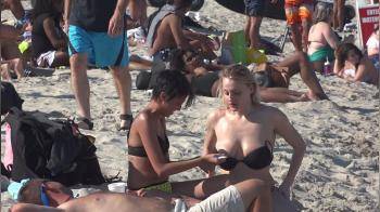 video of Blonde Boobs on South Beach