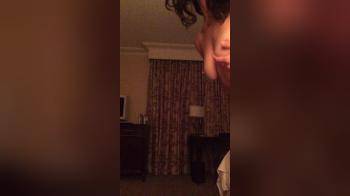 video of Skinny brunnete wife standing and playing 