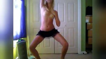 video of Hot girl in mini skirt dancing till she is topless
