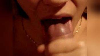 video of closeup cumshot over her beautiful lips 