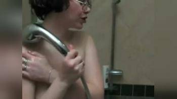 video of Nerdy wife bathroom action fucked by young guy