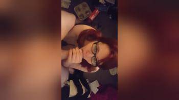 video of ginger with glashes sucks till facial