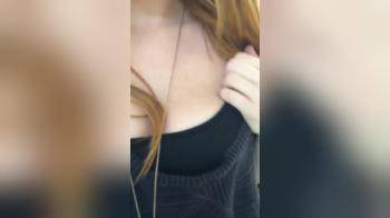 video of Cute young redhead flashing her goods