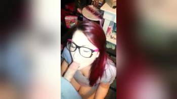 video of Pink Haired Cutie In Glasses On Her Knees