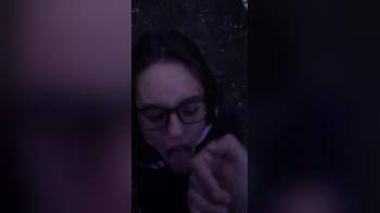 video of Nerdy girl takes load outside in the forest