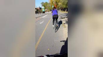 video of Seethru leggings on her bike, what an ass