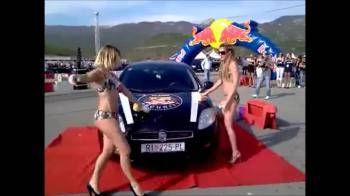 video of Sexy car wash in Croatia   2 hot blondes washing c
