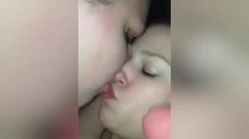 video of Bisexual girls kissing with cum