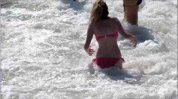 video of Candid college girl with huge boobs at beach 2