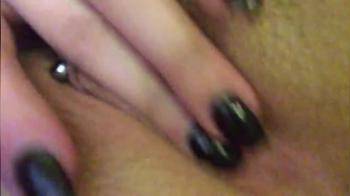 video of Pierced pussy close up bate black nails