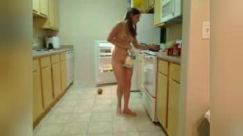 video of Cute teen naked in the kitchen