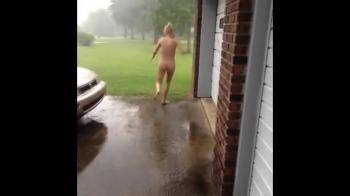video of Cute teen streaking through the sprinklers