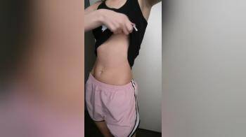 video of Skinny girl in stairway flashing her goods