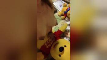 video of Winnie the pooh gets titties in his face