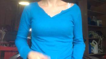 video of Girl in blue flashing her small tits