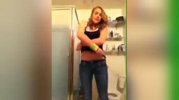 video of striptease in the bathroom by nice blonde