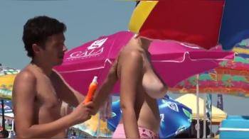 video of Amazing tits on the beach