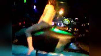 video of mechanical bull ride by topless girl