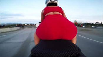video of Short Skirt Slips Up on Motorcycle