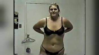 video of Chubby wife strips and pose naked