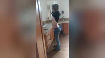 video of Flashing her tits in bathroom