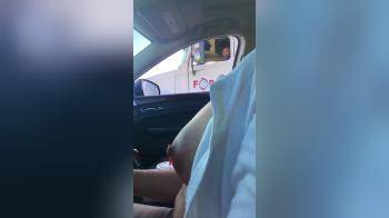 video of Flashing her tits for a truck driver