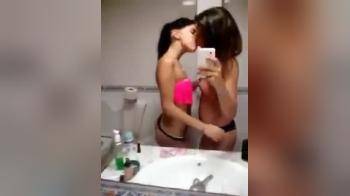 video of two latina girls kissing