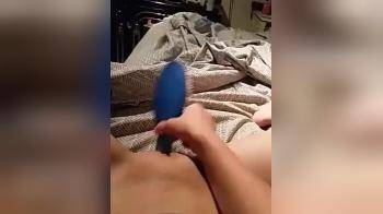 video of blue hairbrush in her shaved pussy