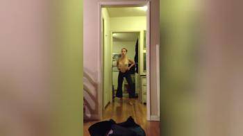 video of topless girl doing strange moves