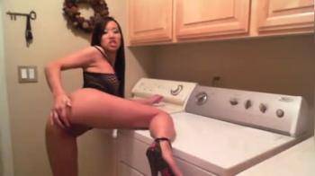 video of Asian trophy wife bating in washing room