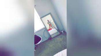 video of Skinny hot blonde flashing her pussy in the mirror