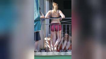 video of secretly watching the girls across on the balcony
