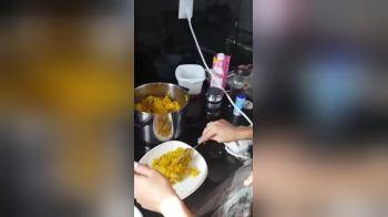 video of Cute girl cooking dinner naked