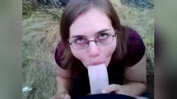 video of Nerdy girl giving public blowjob in the park amateur