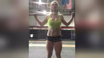 video of Fit girl with really big tits squating