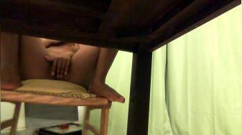 video of Girlfriend Masturbating under desk while watching porn