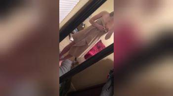 video of Nice body flashing in front of mirror
