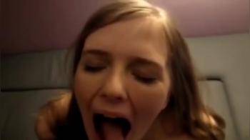 video of Beautiful Girl Mouth Wide Open For Cum