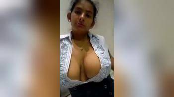 video of Indian wife with very large tits stripping