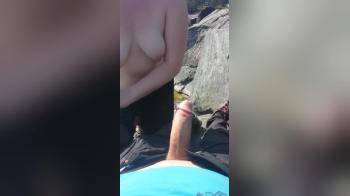 video of Cute redhead sucking my cock topless at the lake