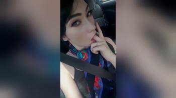 video of Amazing Girl teasing her pussy while driving